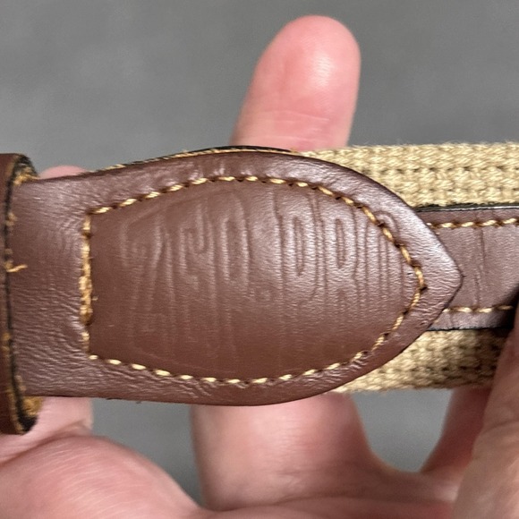 Zep Pro Belt Mens 42 Brown Cotton Canvas Leather Brass Fish Woven‎ USA - Picture 4 of 14